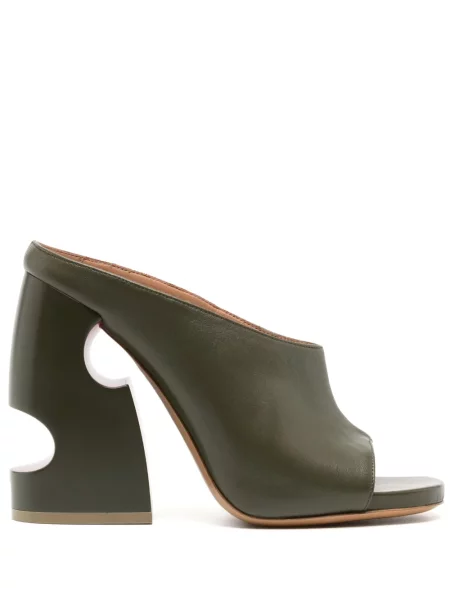 Papuci tip mules Off-white din piele alb