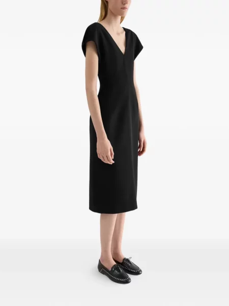 Rochie Jil Sander de lână cu decolteu în V negru