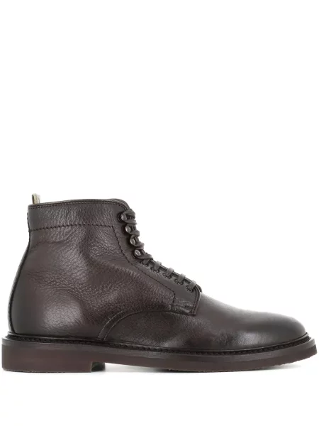 Botine Officine Creative cu șireturi din piele maro