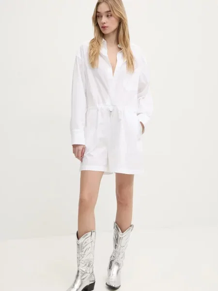 Moschino Jeans salopeta cu decolteu in v alb