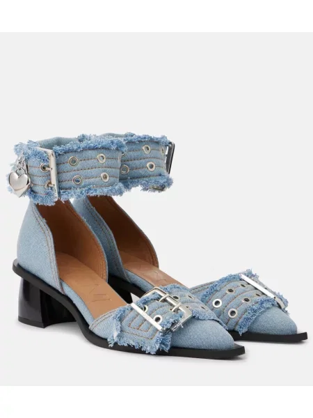 Pantofi cu toc Ganni cu cataramă albastru