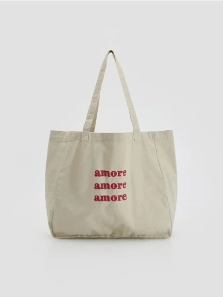 Reserved torebka shopper jasnoszary