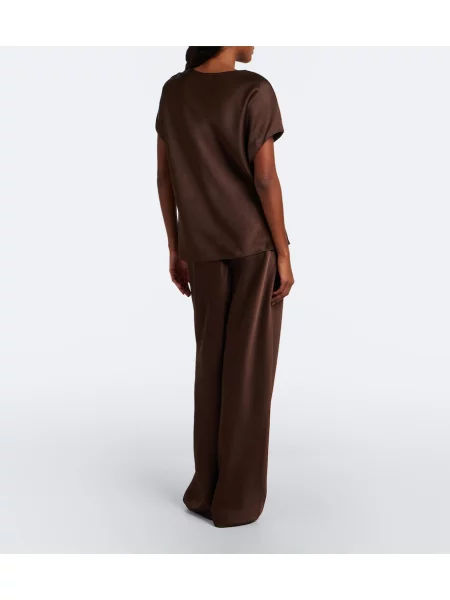 Pantaloni Vince din satin maro