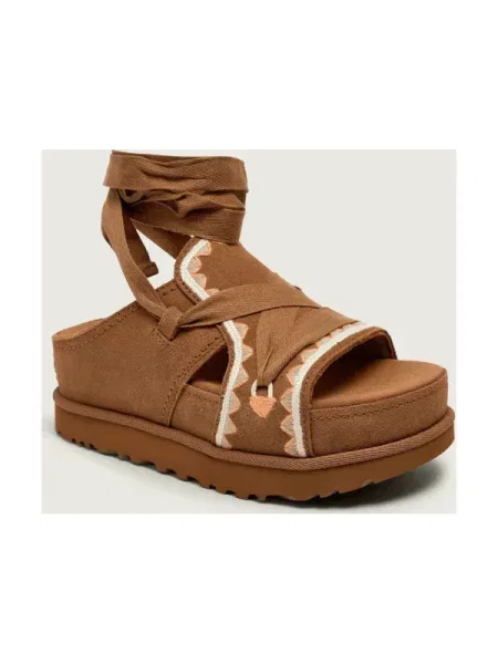 UGG Sandale W GOLDENSTAR HI ARTISTITCH | piele întoarsă maro