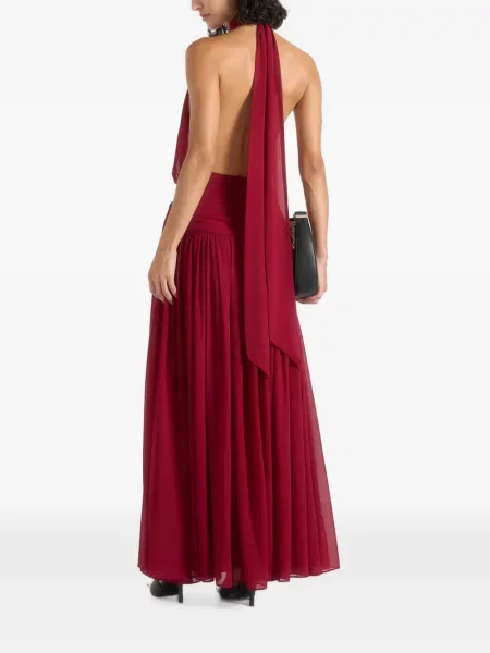 Rochie maxi Manière De Voir drapată cu gât halter roșu