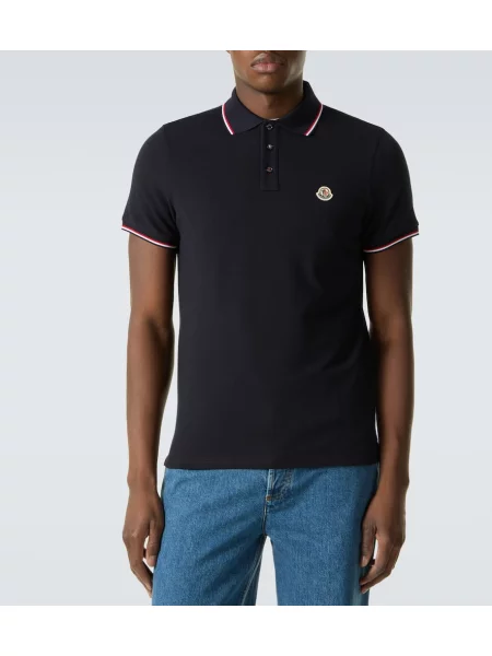Polo Moncler din jerseu albastru