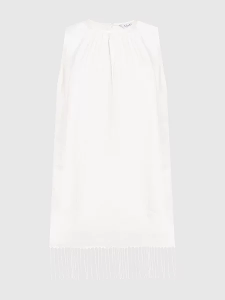 Топ з льону з бахромою Max Mara білий