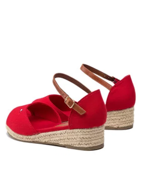 Espadrile Tommy Hilfiger Rope Wedge Sandal S rdeča