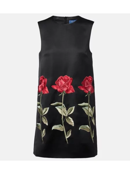 Rochie Leo Lin cu broderie cu model floral negru