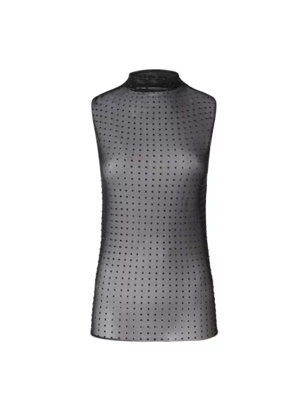 Kryształ górski top Pinko bez rękawów tiulowy czarny