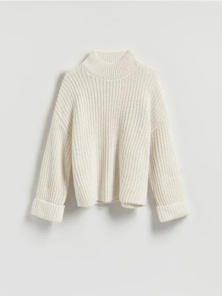 Reserved Sweter z wełną złamana biel