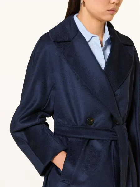 Weekend Max Mara Vlněný Kabát Resina tmavě modrá