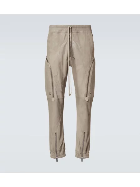 Kožené cargo kalhoty Rick Owens bílé