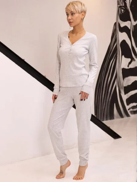 Піжама Leinle бавовна/поліестер сірий