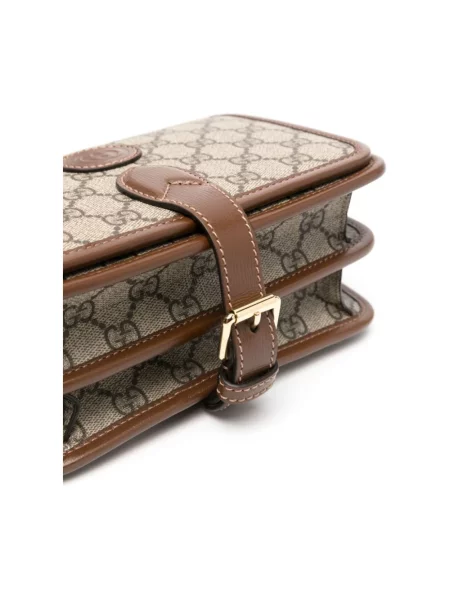 Torba crossbody Gucci zamszowa z logo brązowa