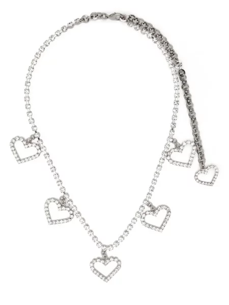 Colier Alessandra Rich de cristal cu motiv cu inimi argintiu