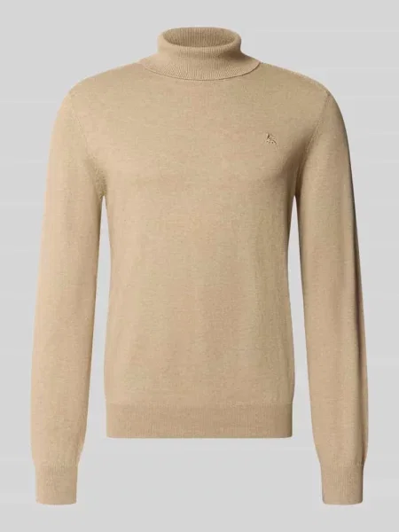 Sweter z dzianiny o kroju regular fit z golfem Lerros beżowy