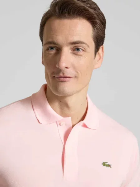 Koszulka polo Regular Fit z czystej bawełny Lacoste różowa