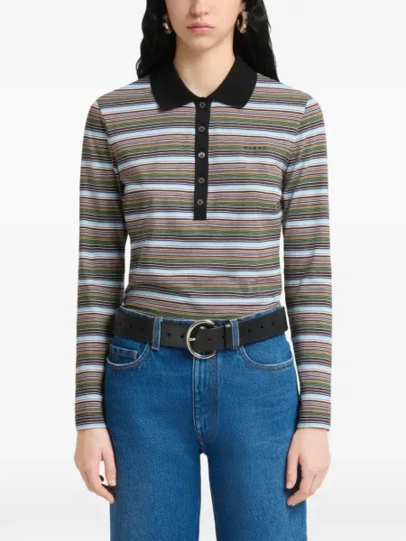 Ριγέ polo Marni από ζέρσεϋ καφέ