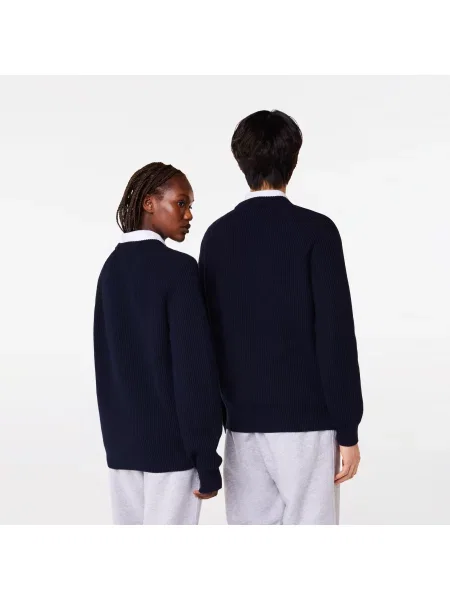 Lacoste Unisex Sweter Z Okrągłym Dekoltem Z Bawełny Organicznej granatowy