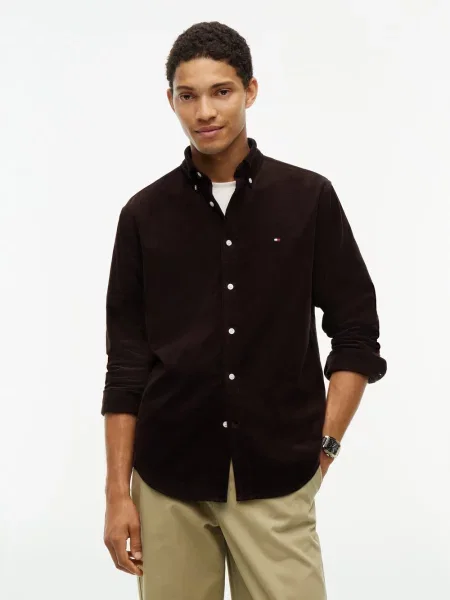Tommy Hilfiger koszula sztruksowa Mężczyźni Regular Fit M brązowy