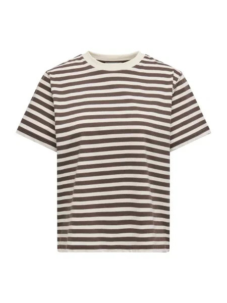 ONLY Tricou ciocolatiu / alb murdar maro
