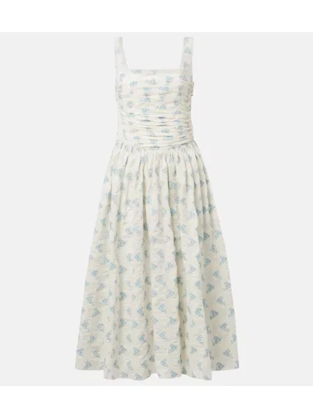 Rochie midi Markarian cu model floral până la genunchi de costum albastru