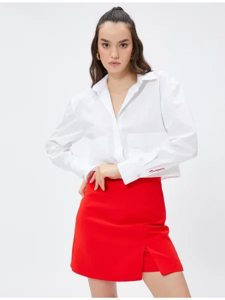 Cămașă Koton cu mâneci lungi lungă alb