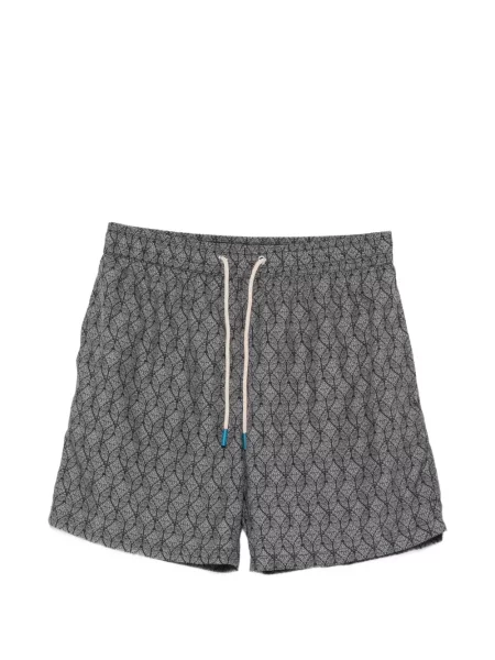 Slip de baie Fefè cu imagine cu imprimeu geometric cu cordon gri