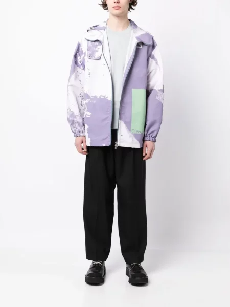 Raštuotas tie-dye striukė Oamc su gobtuvu violetinė