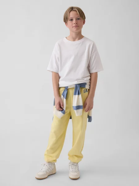 Pantaloni sport copii Gap alb