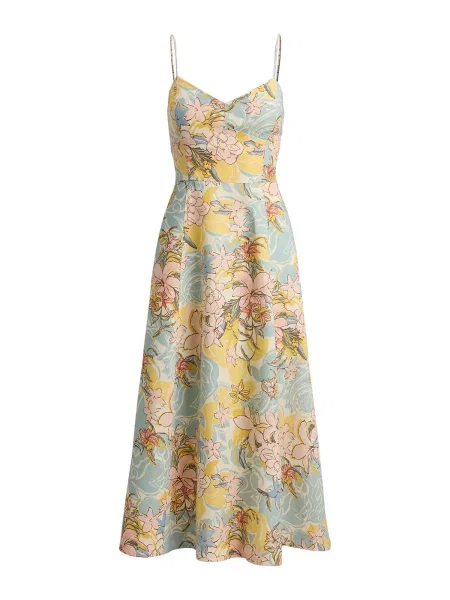 Lauren Ralph Lauren Rochie de vară CLASSIC crem / azuriu / galben lămâie / roz bej