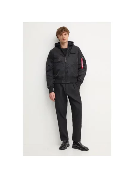 Kurtka bomber Alpha Industries z kapturem czarny
