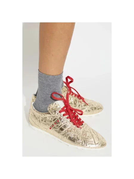Sneakersy Marni skórzane z logo żółte