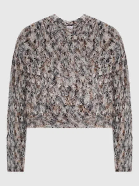 Ажурний светр Brunello Cucinelli сірий