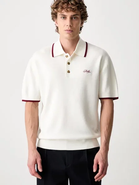Drôle de Monsieur pletena polo majica volnena bež
