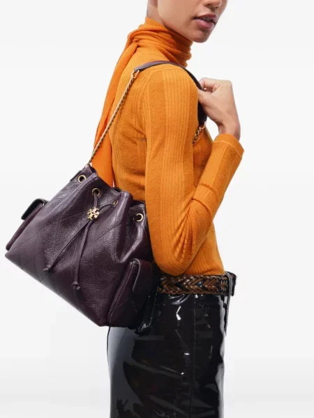 Ватиран чанта Tory Burch с връзки червено