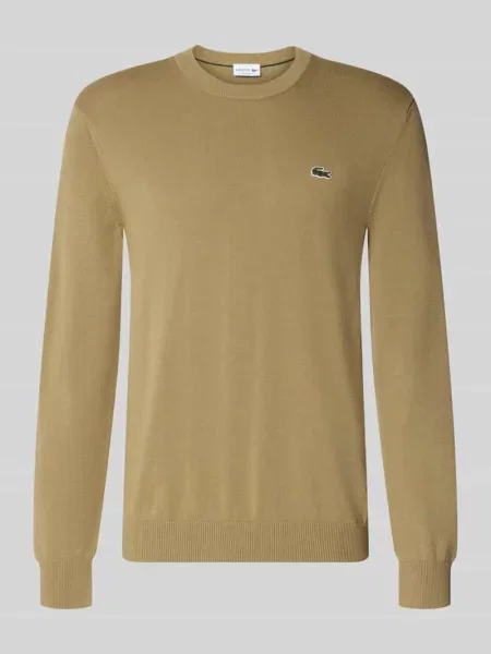 Sweter o kroju regular fit z mieszanki bawełny Lacoste beżowy