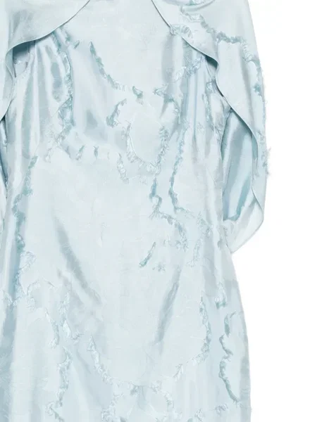 Rochie Amsale cu model floral din jacard albastru