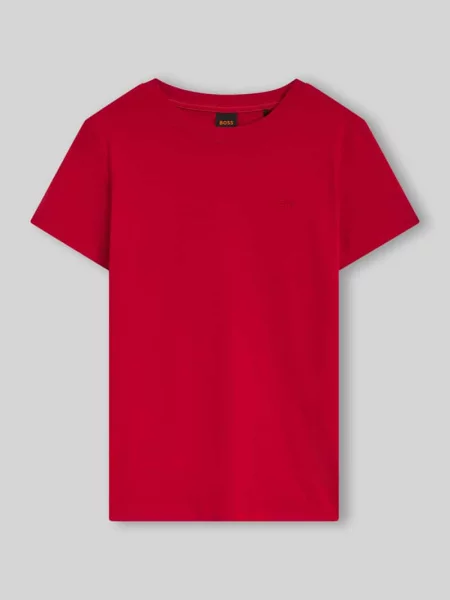 Męski t-shirt o kroju regular fit z subtelnym detal z logo Boss Orange czerwona