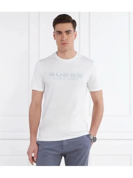 GUESS Tricou | stretch alb