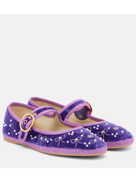 Salonarji Valentino Garavani iz rebrastega žameta vijolična