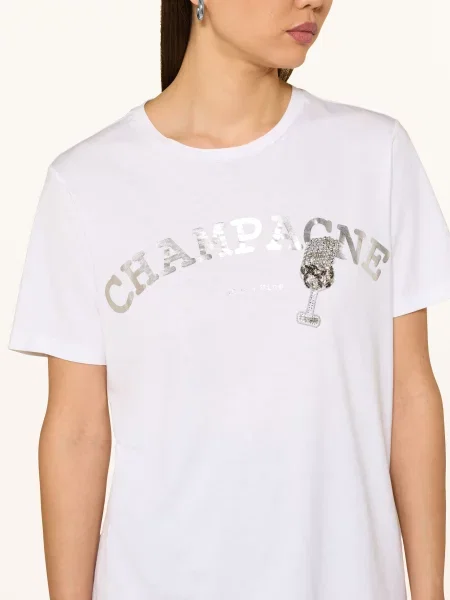 Marc Aurel Koszulka Z Kamieniami Ozdobnymi weiss biała