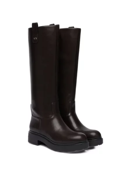 Cizme Armani Exchange chunky cu autograf maro