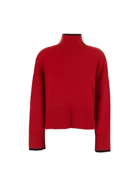 Sweter z golfem Pinko wełniany czerwony