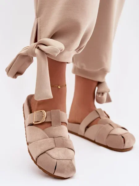 Șlapi Boto cu cataramă auriu