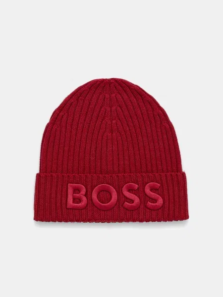 BOSS czapka wełniana czerwony
