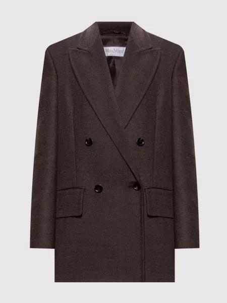Шерстяной двубортный пиджак Max Mara коричневый