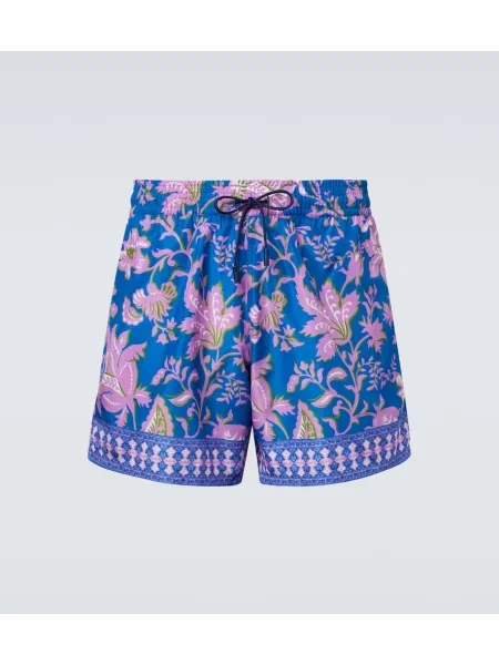 Slip de baie Etro cu model floral albastru