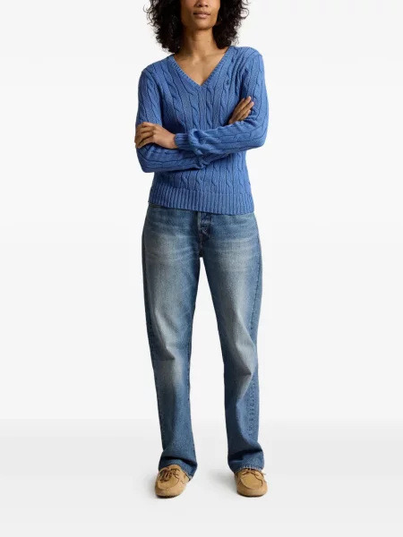 Svetr Polo Ralph Lauren s výstřihem do v modrý